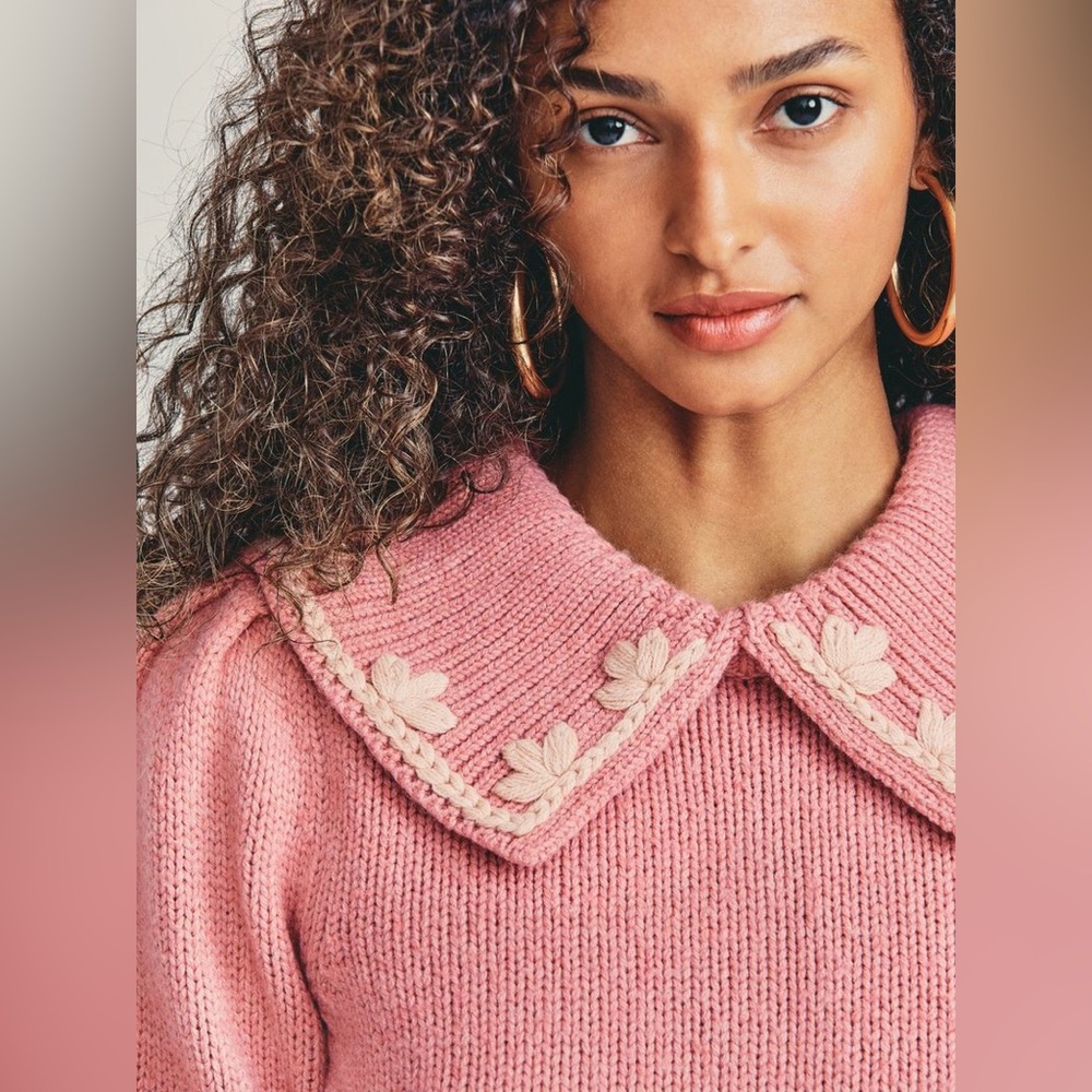 Loveshackfancy Pink Collared Union Pullover Sweat… - image 4